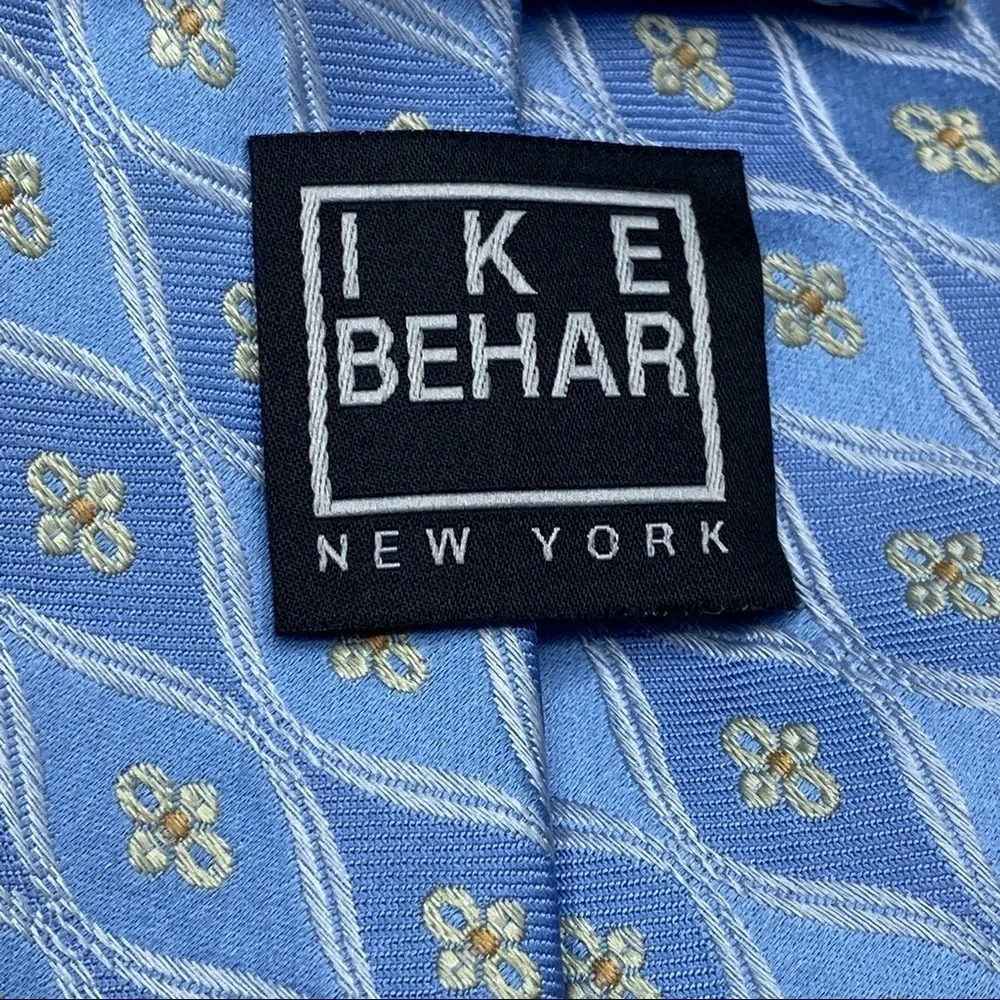 Ike Behar NY‎ Blue Gold Silk Tie